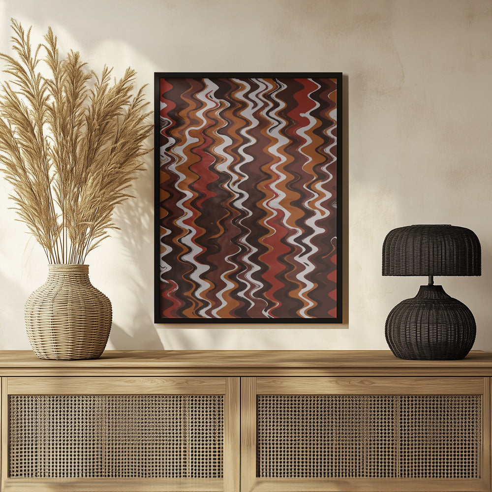 Red Earthy Waves Pattern Poster